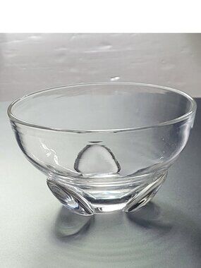 Steuben ~7"x4.5" Tall Crystal Bowl Tri-Footed 3 Flower Petal Foot Dish MCM EUC